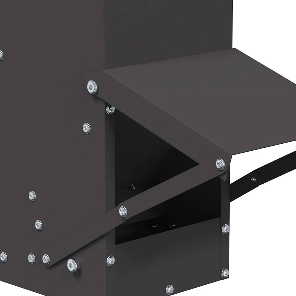 Chicken Feeder Black 13 x 12 x 51 cm Cold-Rolled Steel