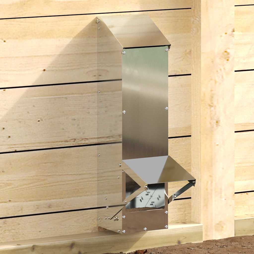 Chicken Feeder Silver 13 x 12 x 51 cm Galvanised Steel