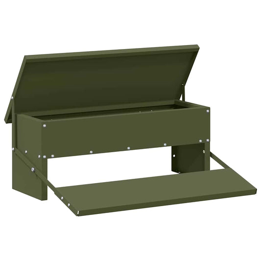 Chicken Treadle Feeder Olive Green 48.5 x 39.5 x 19 cm 5 kg