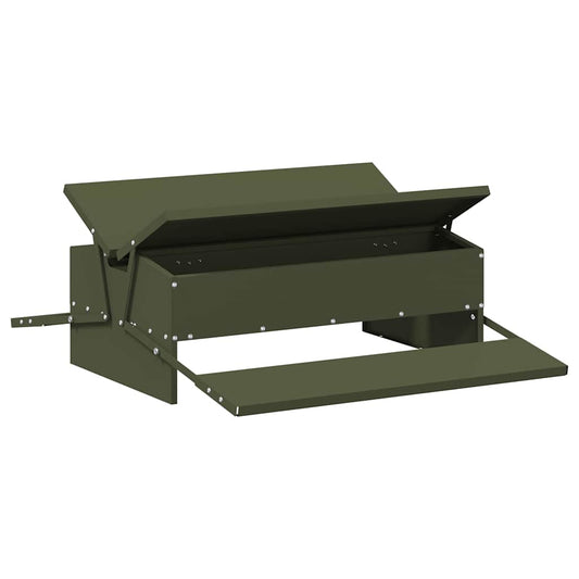 Chicken Treadle Feeder Olive Green 75 x 53 x 20.5 cm 10 kg