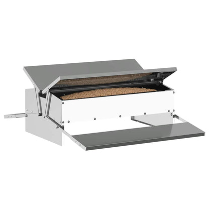 Chicken Treadle Feeder Silver 75 x 53 x 20.5 cm
