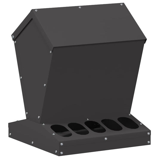 Chicken Feeder Black 30 x 30 x 39 cm Cold-Rolled Steel