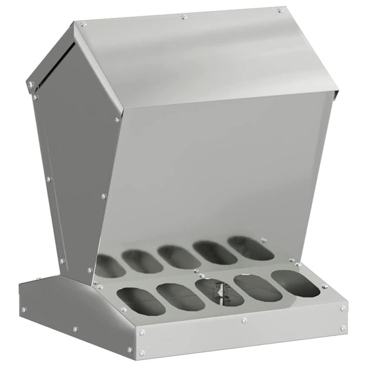 Chicken Feeder Silver 30 x 30 x 39 cm Galvanised Steel