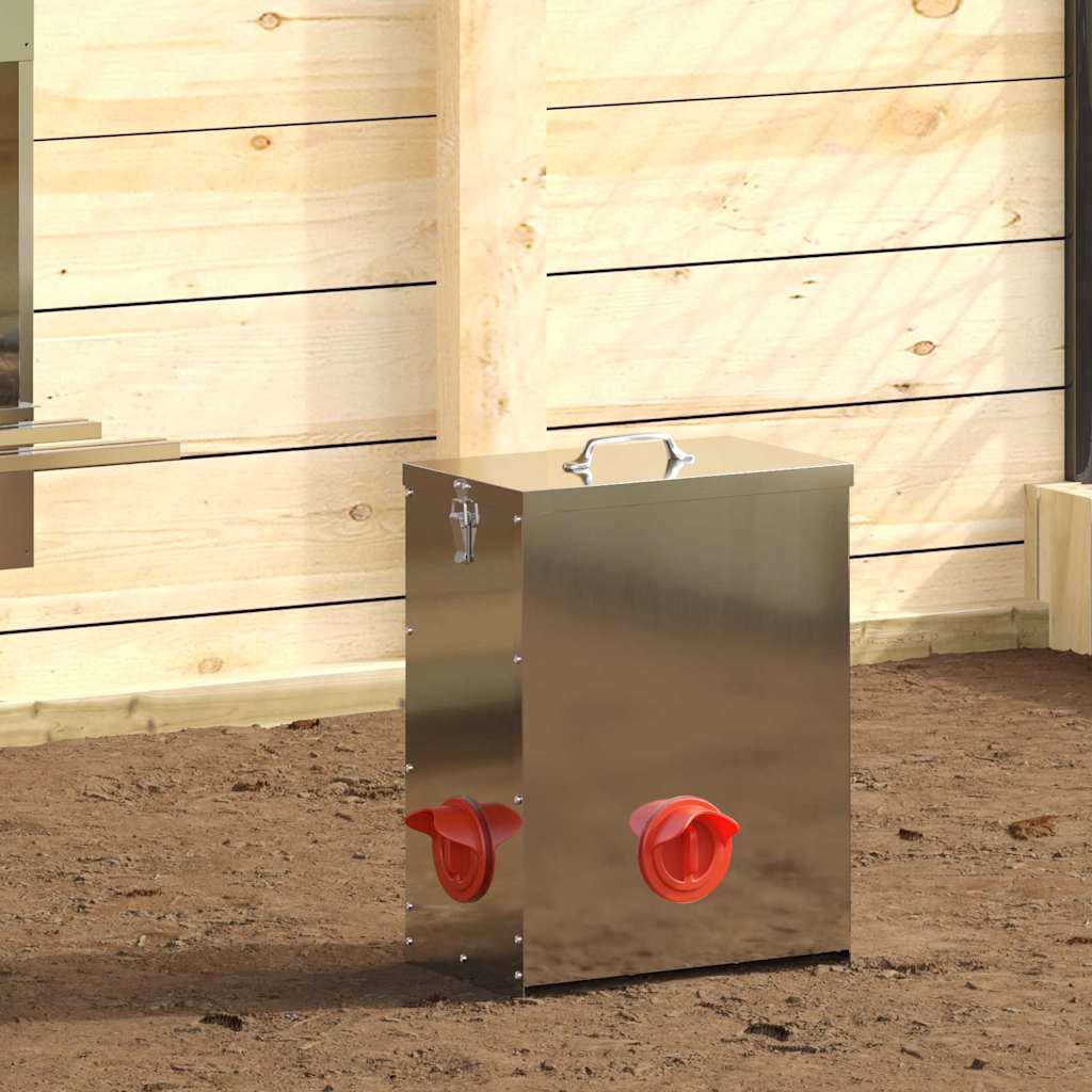 Chicken Feeder Silver 32.5 x 20.5 x 43 cm Galvanised Steel