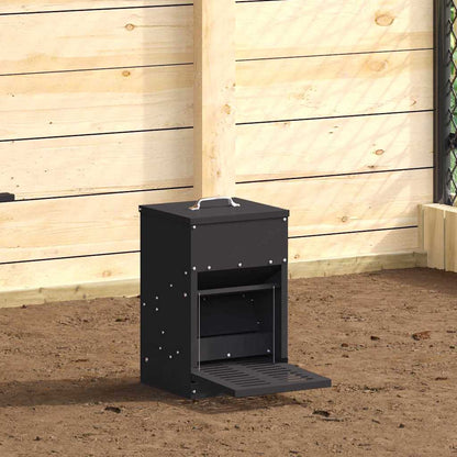 Chicken Treadle Feeder Black 25 x 42 x 40 cm Cold-Rolled Steel