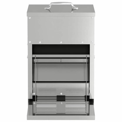 Chicken Treadle Feeder Silver 25 x 42 x 40 cm Galvanised Steel