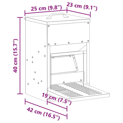 Chicken Treadle Feeder Silver 25 x 42 x 40 cm 4 kg