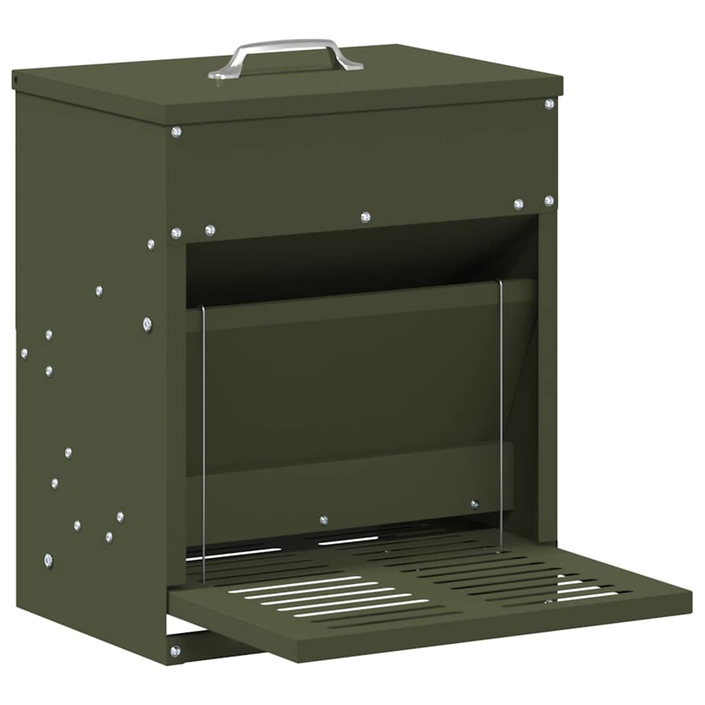 Chicken Treadle Feeder Olive Green 33 x 42 x 40 cm