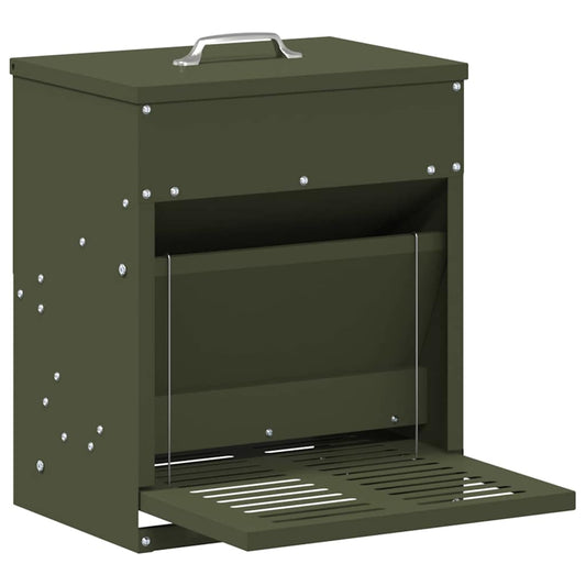 Chicken Treadle Feeder Olive Green 33 x 42 x 40 cm 10 kg