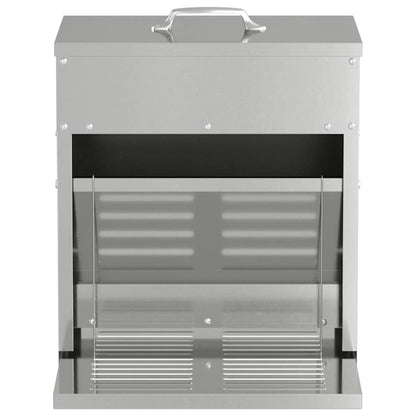 Chicken Treadle Feeder Silver 33 x 42 x 40 cm Galvanised Steel