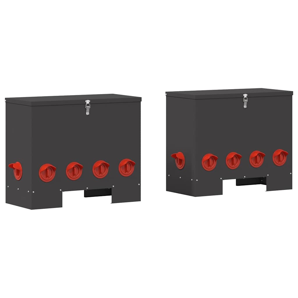 Chicken Feeder 2 pcs Black 60.5 x 29 x 51 cm Cold-Rolled Steel