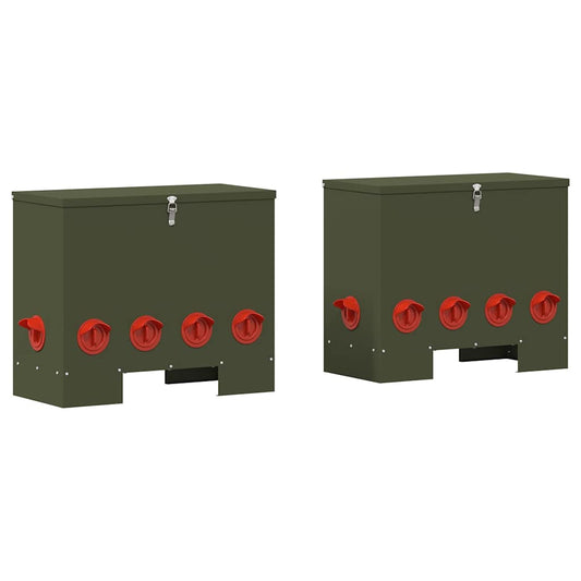Chicken Feeder 2 Olive Green 60.5 x 29 x 51 cm 25 kg