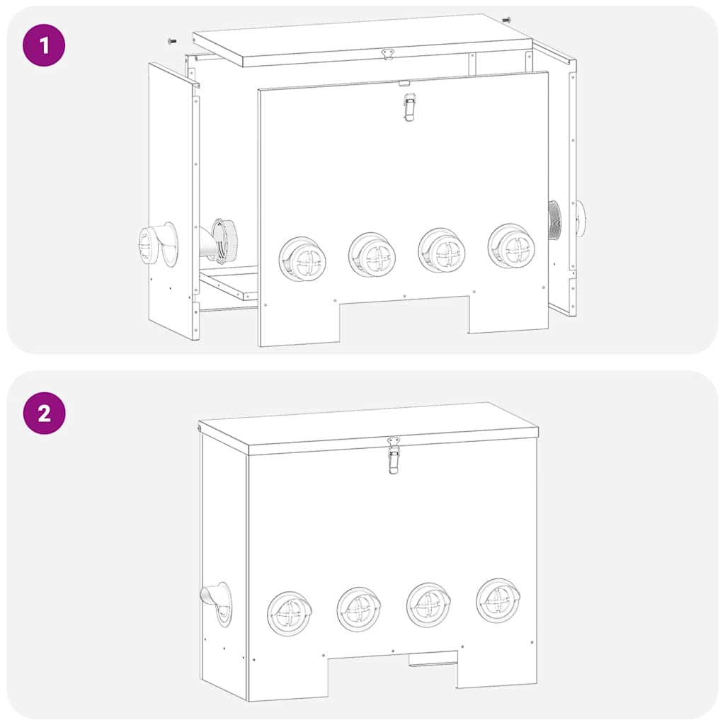 Chicken Feeder 2 pcs Silver 60.5 x 29 x 51 cm Galvanised Steel