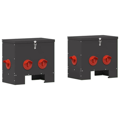 Chicken Feeder 2 pcs Black 40.5 x 25 x 38 cm Cold-Rolled Steel