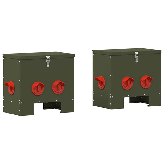 Chicken Feeder 2 Olive Green 40.5 x 25 x 38 cm 20 kg