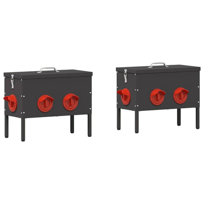 Chicken Feeder 2 pcs Black 41.5 x 20.5 x 33 cm