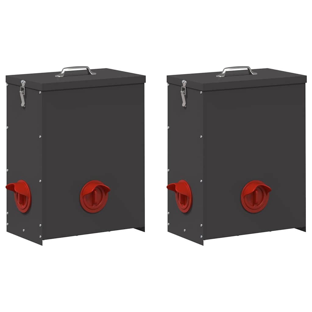 Chicken Feeder 2 pcs Black 32.5 x 20.5 x 43 cm