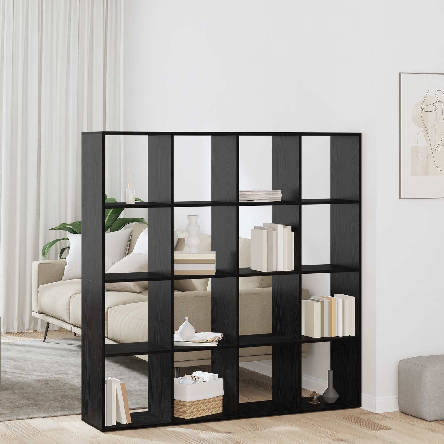 Book Cabinet Black Oak 137.5 x 29 x 137.5 cm Engineered Wood