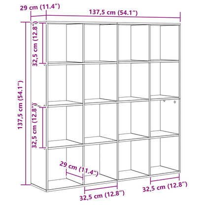 Book Cabinet 16-Tier 137.5 x 29 x 137.5 cm Engineered Wood