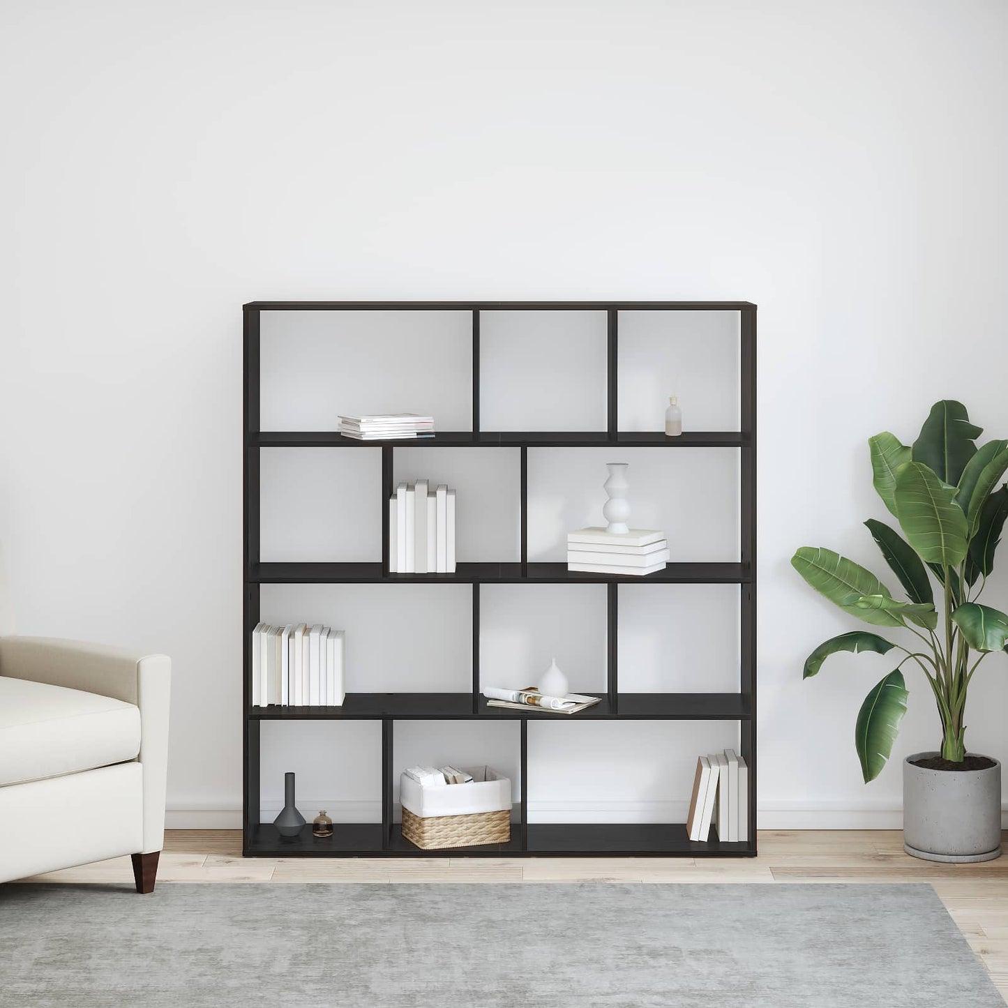 Book Cabinet Black Oak 132 x 29 x 141.5 cm Engineered Wood