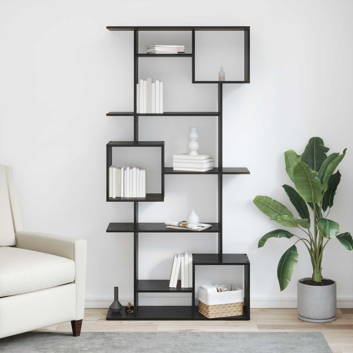 Book Cabinet Black Oak 92 x 29 x 188 cm Engineered Wood