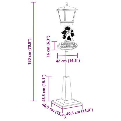 Chirstmas Street Lamp with Lantern Red 40.5x40.5x180cm Plastic