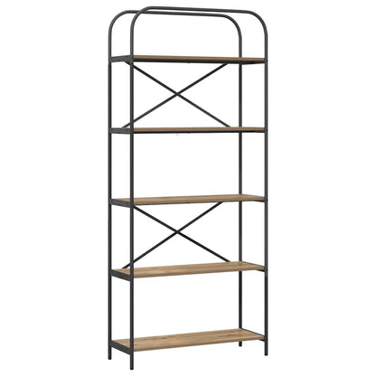 Bookshelf 5-Tier 80 x 30 x 183 cm Engineered wood Artisan Oak