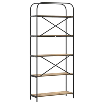 Bookshelf 5-Tier 80 x 30 x 183 cm Engineered wood Artisan Oak