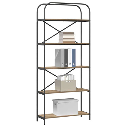 Bookshelf 5-Tier 80 x 30 x 183 cm Engineered wood Artisan Oak