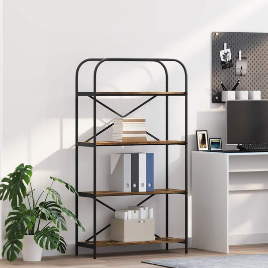 Bookshelf 4-Tier 80 x 30 x 146 cm Engineered wood Smoked Oak
