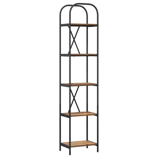 Bookshelf 5-Tier 40 x 30 x 183 cm Engineered wood Old Wood