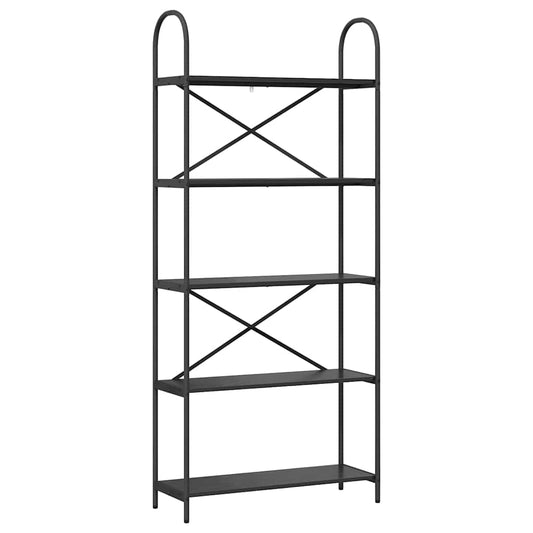 Bookshelf 5-Tier 80 x 30 x 183 cm Engineered wood Black Oak