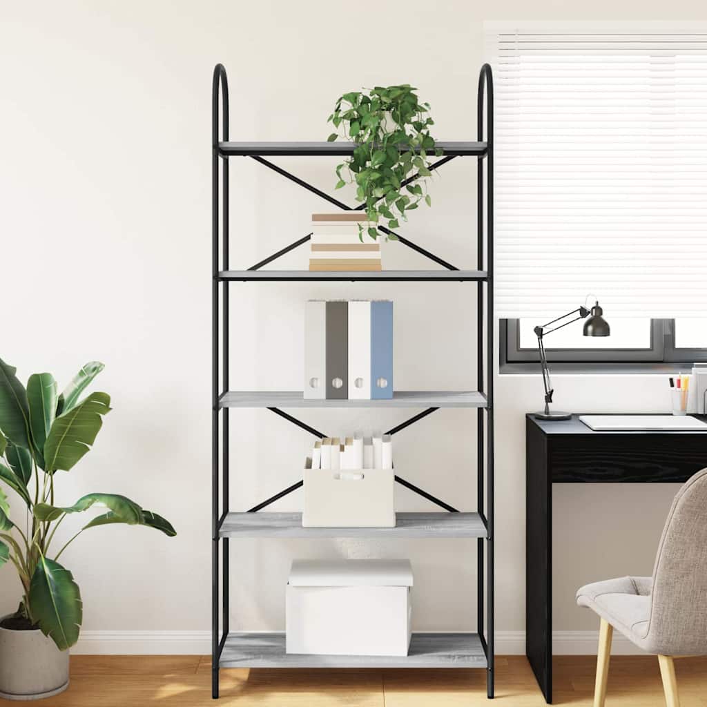 Bookshelf Grey Sonoma 80 x 30 x 183 cm Engineered wood