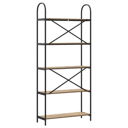 Bookshelf 5-Tier 80 x 30 x 183 cm Engineered wood Artisan Oak