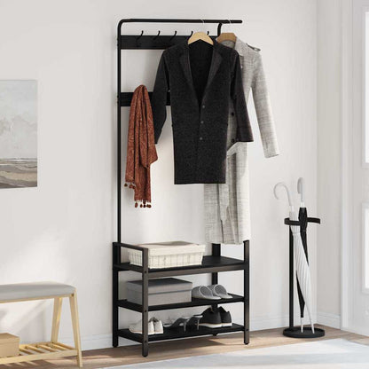 Coat Rack with Shelf Black oak 75 x 34 x 184 cm Engineered wood
