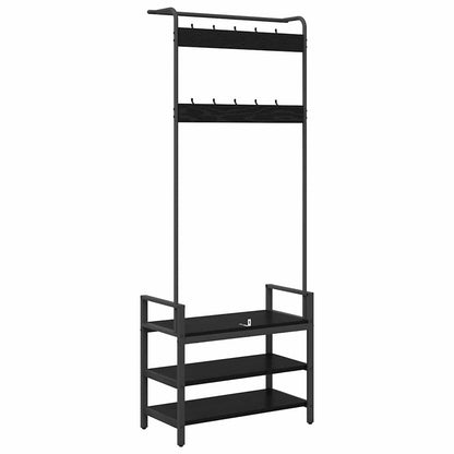 Coat Rack with Shelf Black oak 75 x 34 x 184 cm Engineered wood