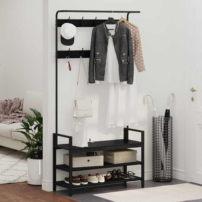 Coat Rack with Shelf Black oak 95 x 34 x 184 cm Engineered wood