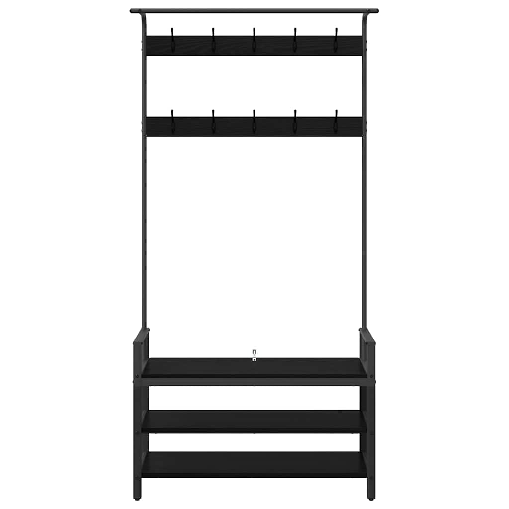 Coat Rack with Shelf Black oak 95 x 34 x 184 cm Engineered wood