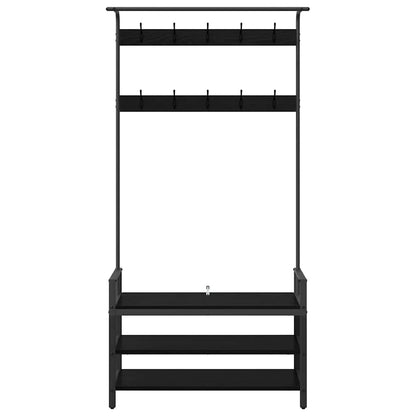 Coat Rack with Shelf Black oak 95 x 34 x 184 cm Engineered wood
