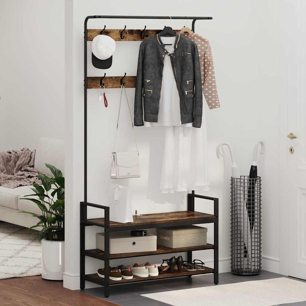 Coat Rack Other Smoked oak 95 x 34 x 184 cm Engineered wood