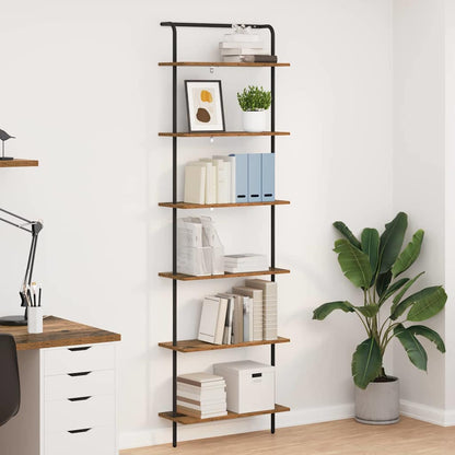 Bookshelf 6-Tier 60 x 24 x 203 cm Engineered wood Old Wood