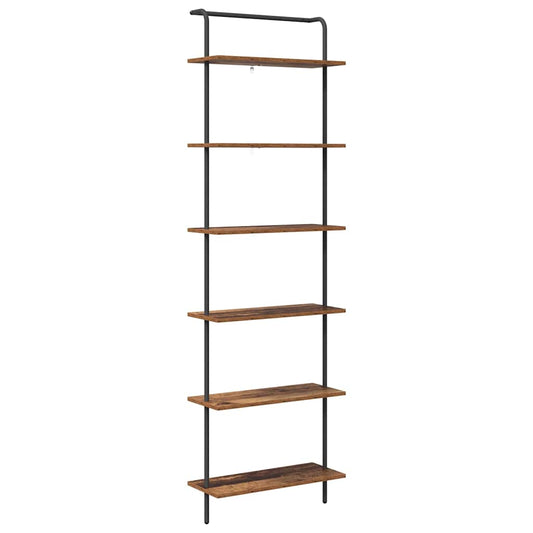 Bookshelf 6-Tier 60 x 24 x 203 cm Engineered wood Old Wood