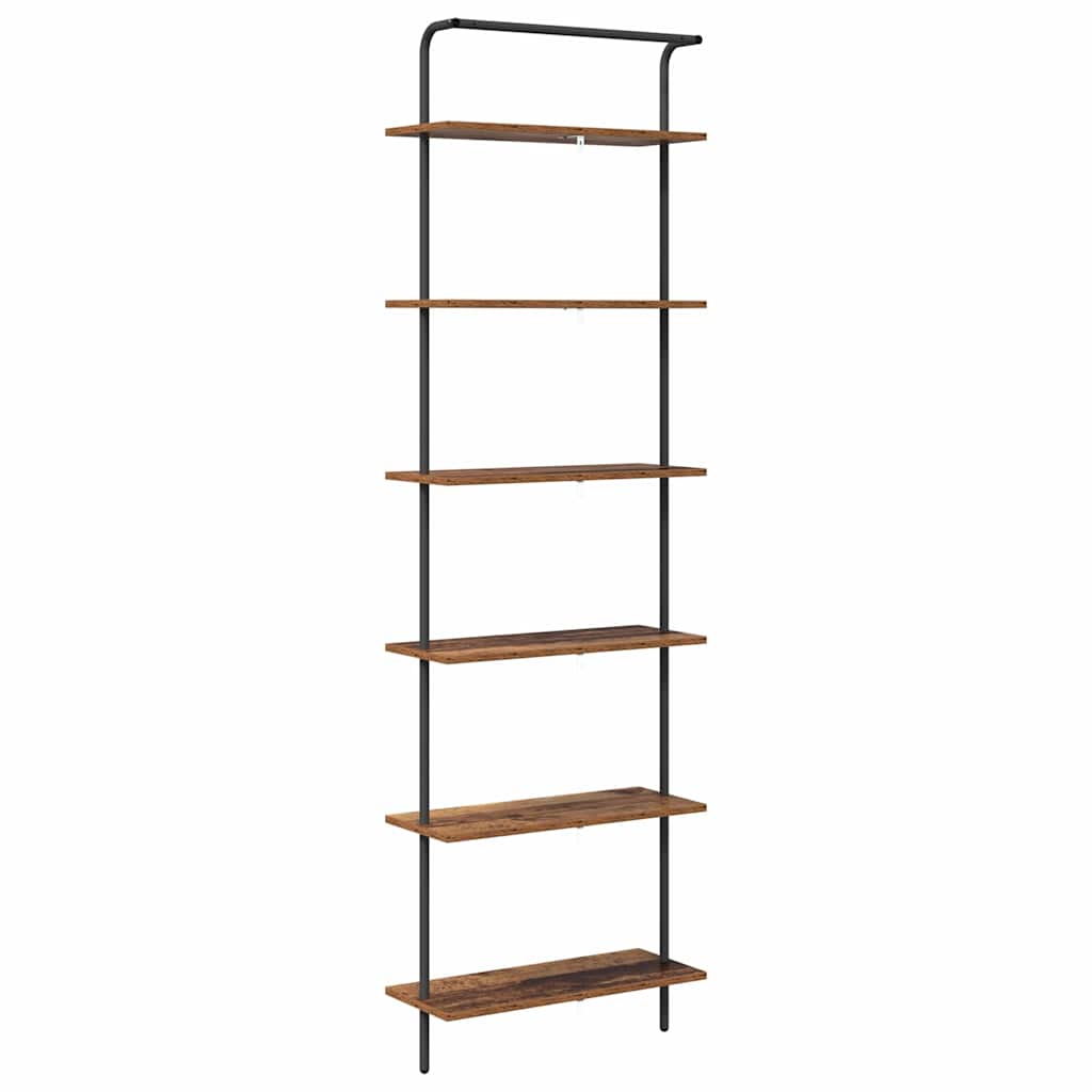 Bookshelf 6-Tier 60 x 24 x 203 cm Engineered wood Old Wood