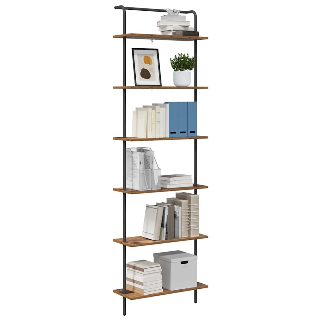 Bookshelf 6-Tier 60 x 24 x 203 cm Engineered wood Old Wood