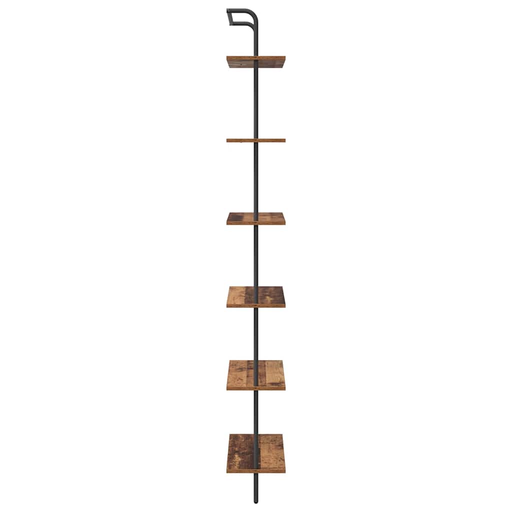 Bookshelf 6-Tier 60 x 24 x 203 cm Engineered wood Old Wood