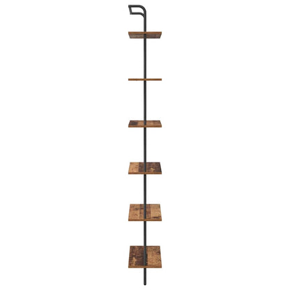 Bookshelf 6-Tier 60 x 24 x 203 cm Engineered wood Old Wood