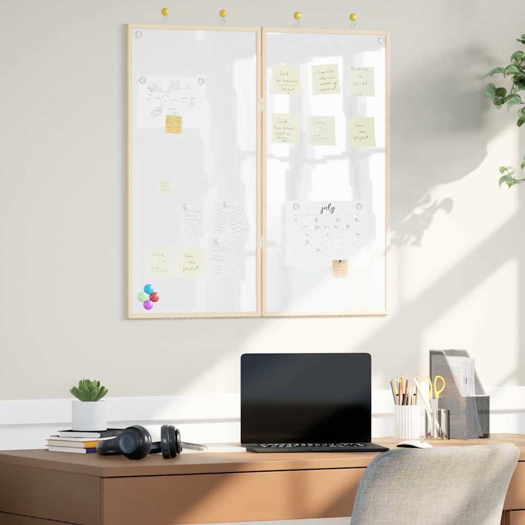 Bulletin Board 80 x 80 x 1.4 cm Solid pine wood White Foldable