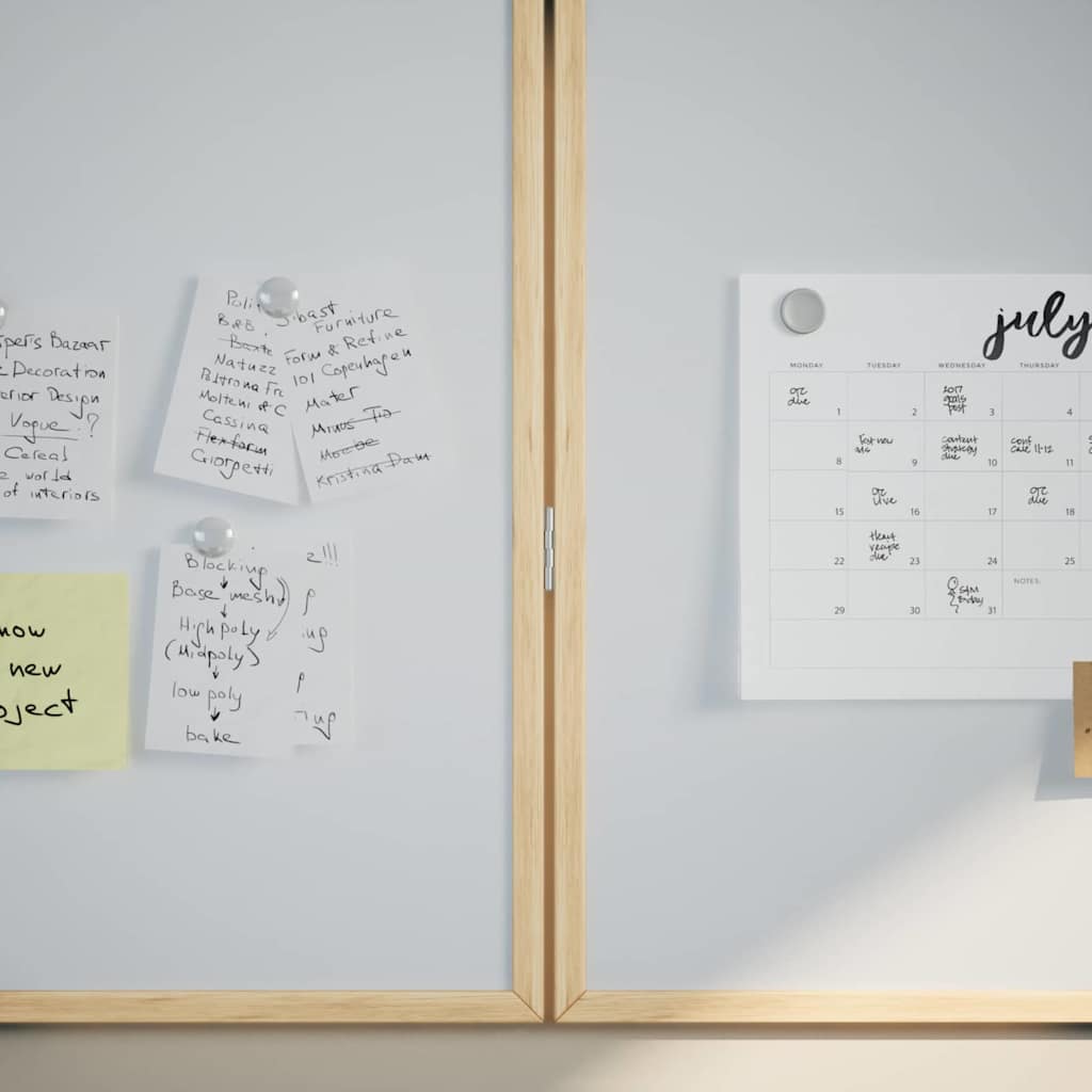Bulletin Board 80 x 80 x 1.4 cm Solid pine wood White Foldable