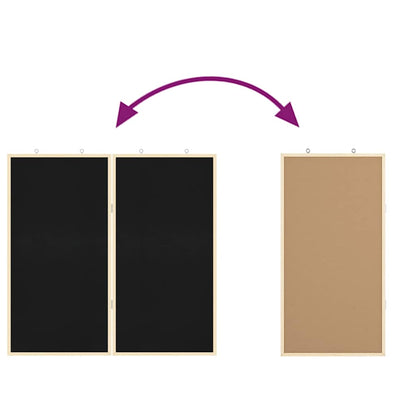 Bulletin Board 80 x 80 x 1.4 cm Solid pine wood Black Foldable