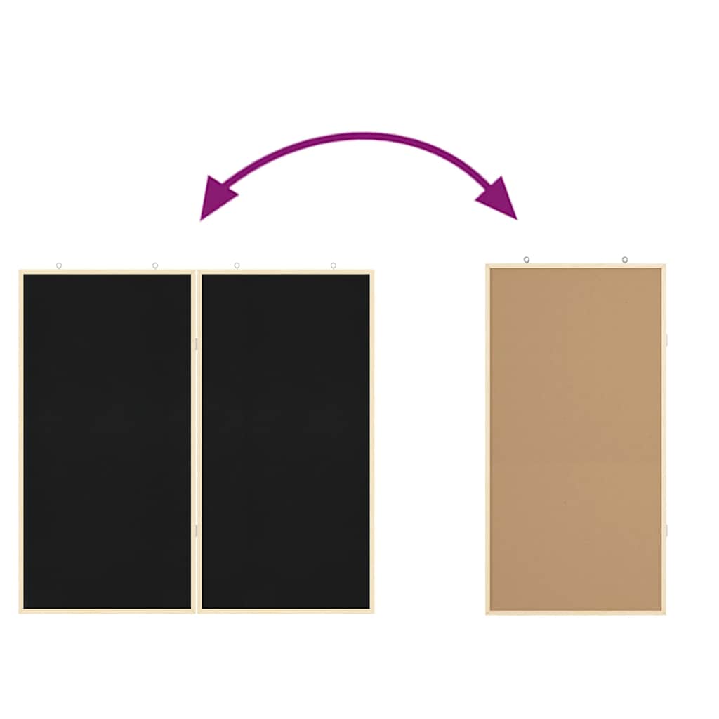 Bulletin Board Folding Black 100 x 100 x 1.4 cm Solid pine wood